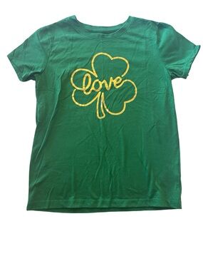 Celebrate It Green Short-Sleeve Tee with Gold Shamrock 'Love' Graphic